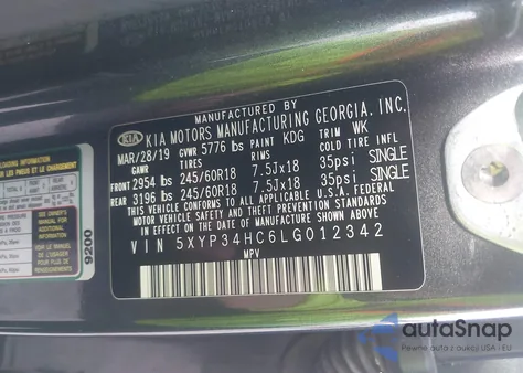 2020 Kia Telluride Ex from USA, damaged, VIN 5XYP34HC6LG012342